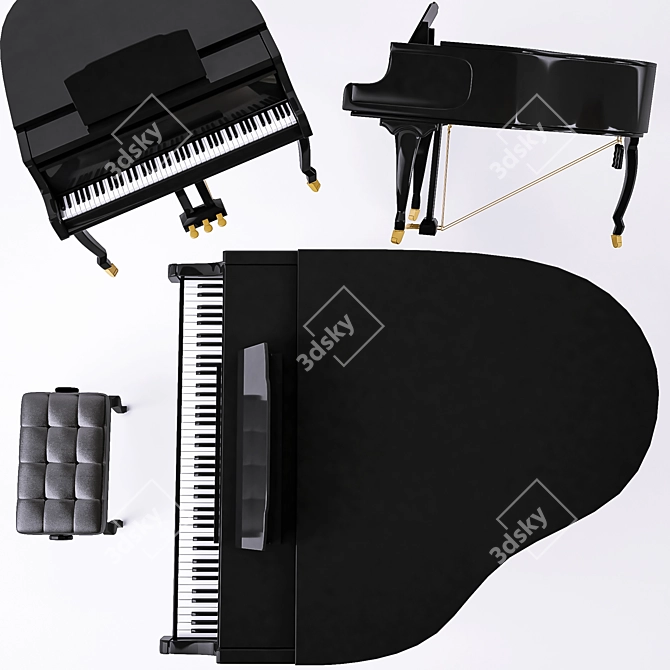 Elegant Grand Piano: Superior Quality 3D model image 4