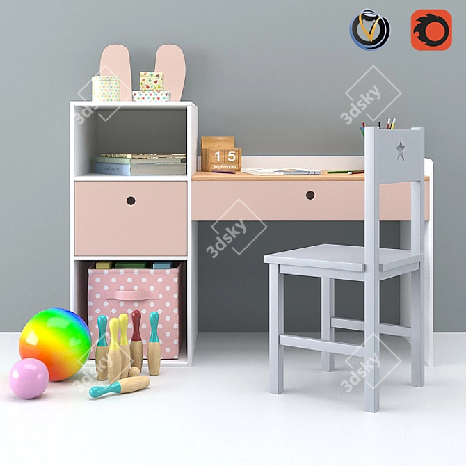 Nursery Desk & Decor 3D model image 4