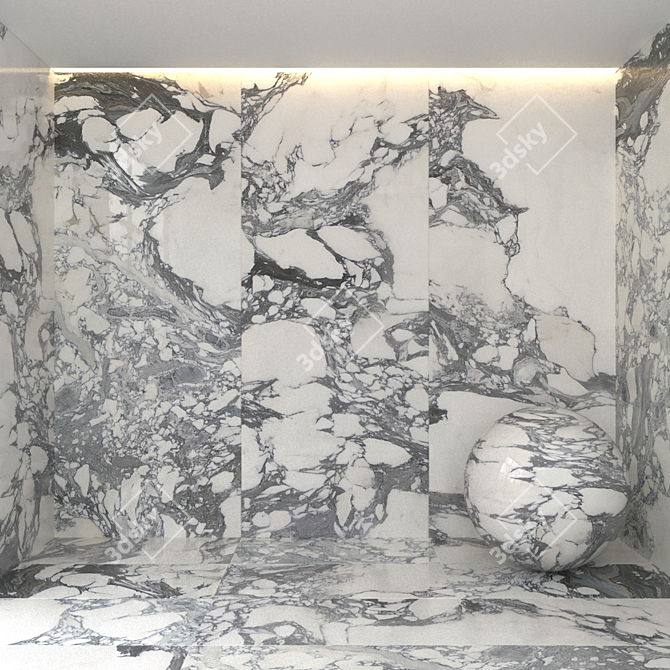 Elegant Arabescato Marble Tile 3D model image 1