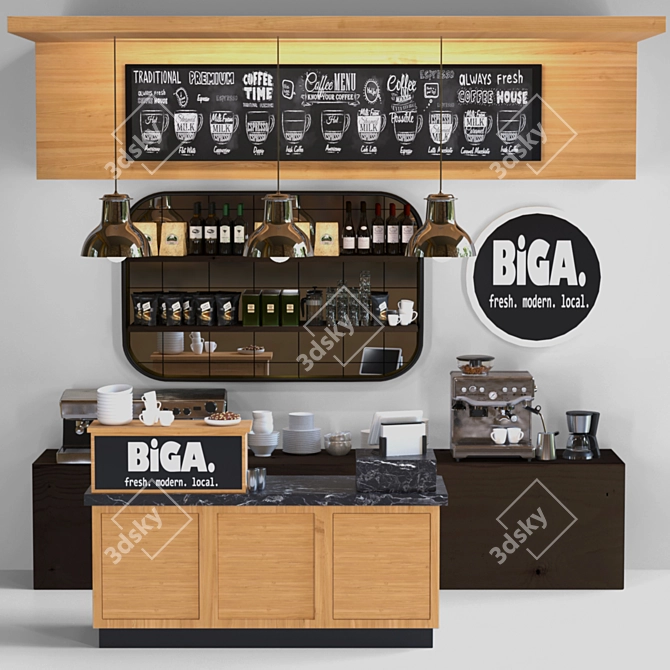 Mall Coffee Point: Cafe, Machine, Menu 3D model image 1