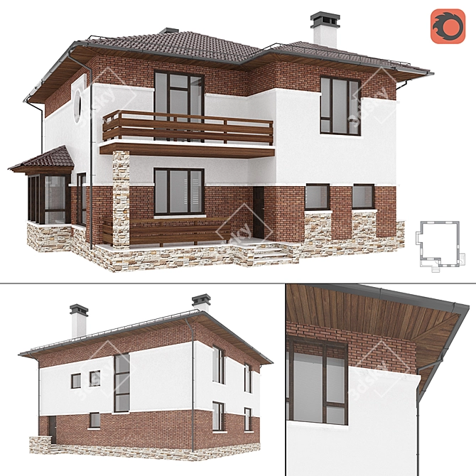 Modern Cottage Design 72-78 3D model image 6