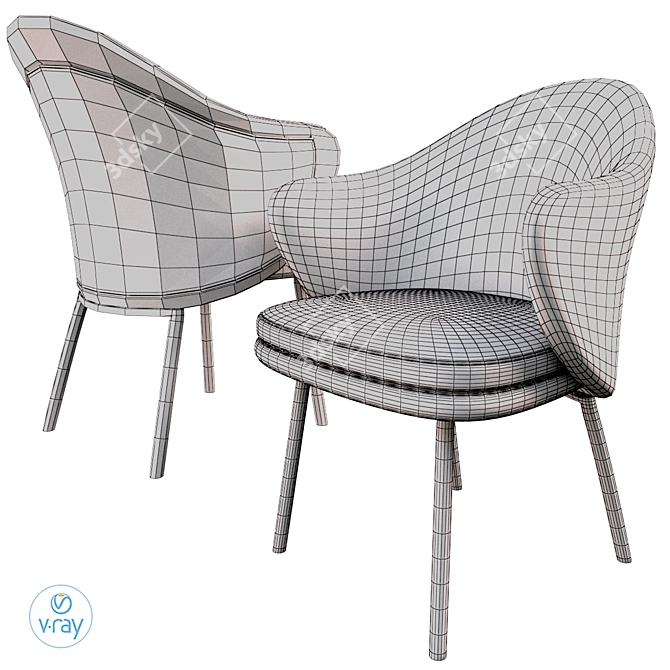 Elegant Angie Dining Chairs 3D model image 3