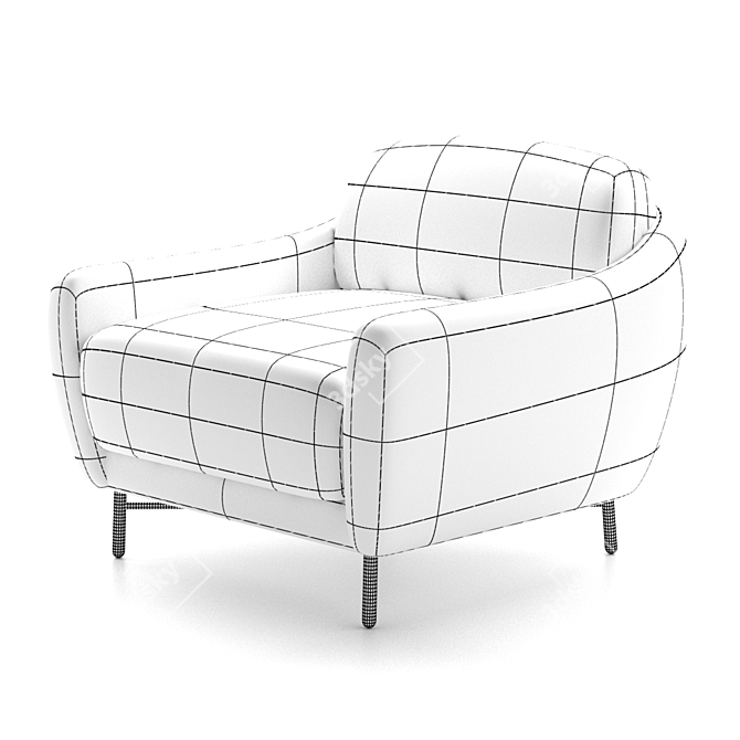 Modern Velvet Armchair | Stylish & Comfortable 3D model image 4