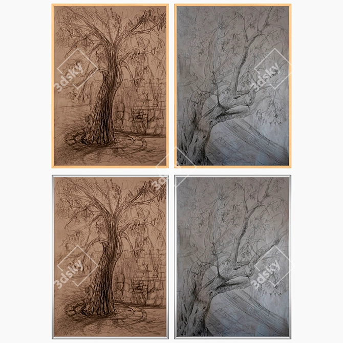 Elegant Set of Wall Paintings 3D model image 3