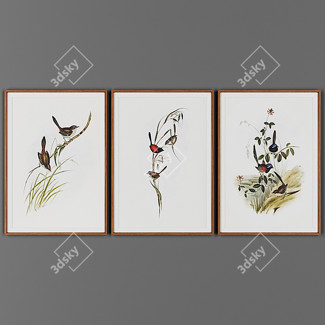  Rustic Wooden Frame Picture Set 3D model image 1