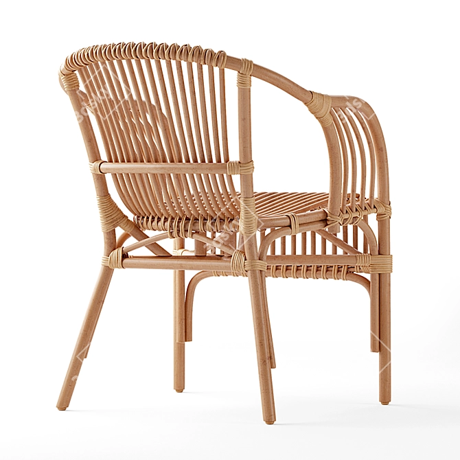 Colonial Rattan Chair 3D model image 2