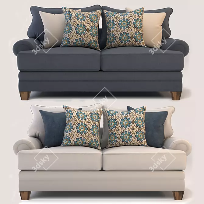 Fiecke Loveseat: Exceptional Comfort & Style 3D model image 1