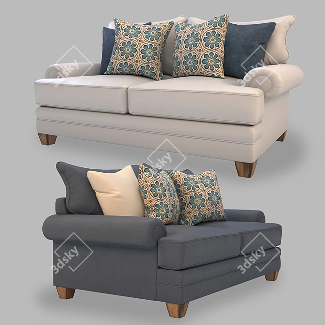 Fiecke Loveseat: Exceptional Comfort & Style 3D model image 5