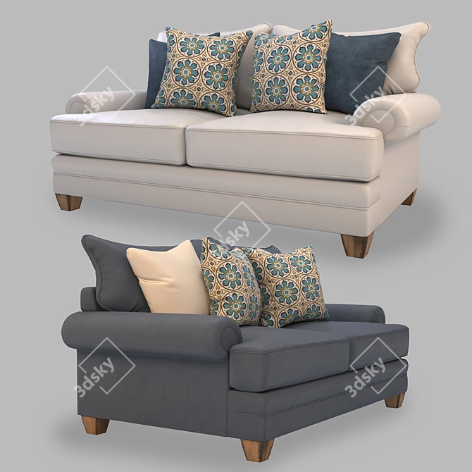 Fiecke Loveseat: Exceptional Comfort & Style 3D model image 7