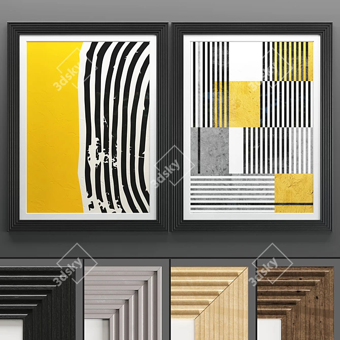  Elegant Textured Art Frames - Set of 2 3D model image 1