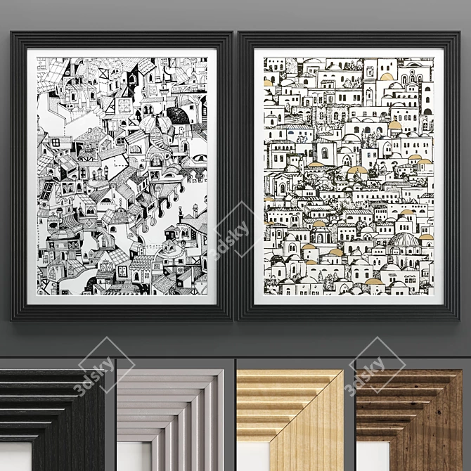 Modern Art Frame Set 3D model image 1