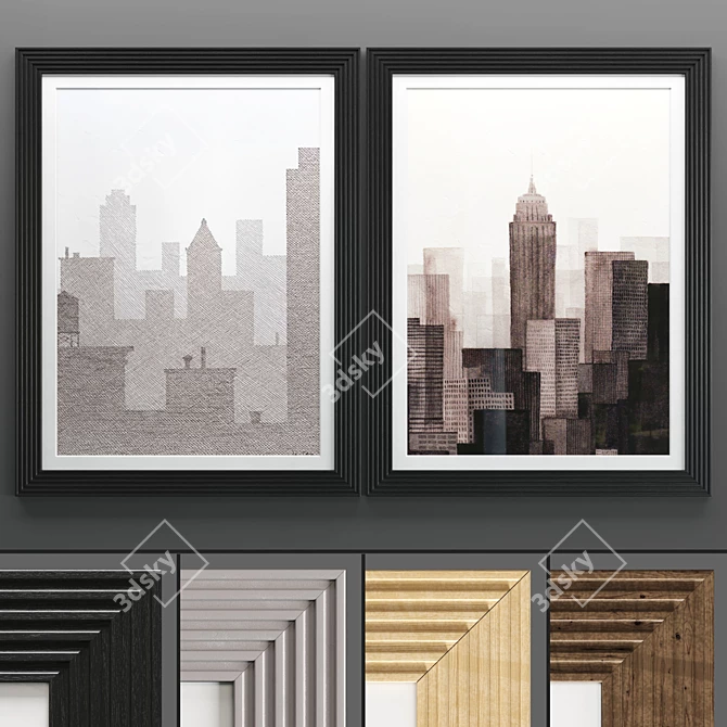 Sleek Art Frame 530: 2 Frames, 4 Textures 3D model image 1