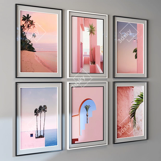Modern Palm Art Frames, 50x70cm 3D model image 2
