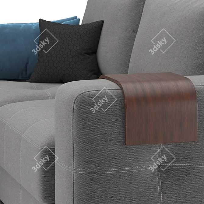 Modern Gray Corner Sofa 3D model image 3