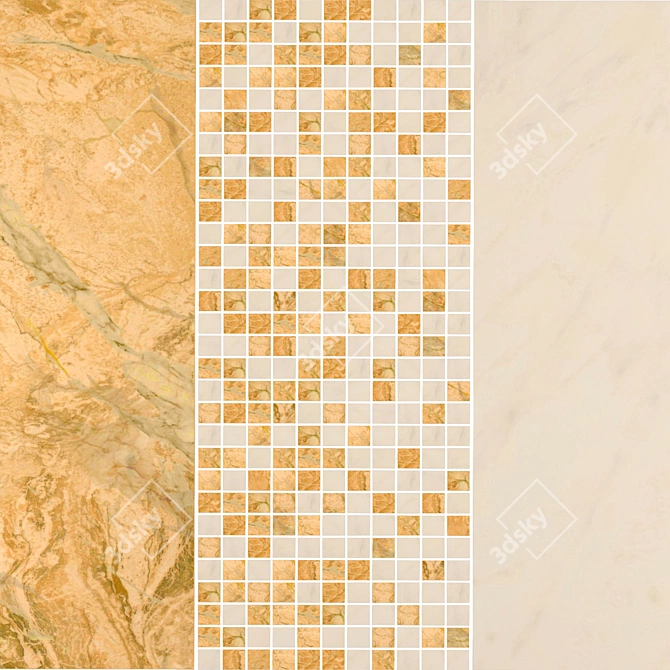 Golden Waterfall Ceramic Mosaic 3D model image 1