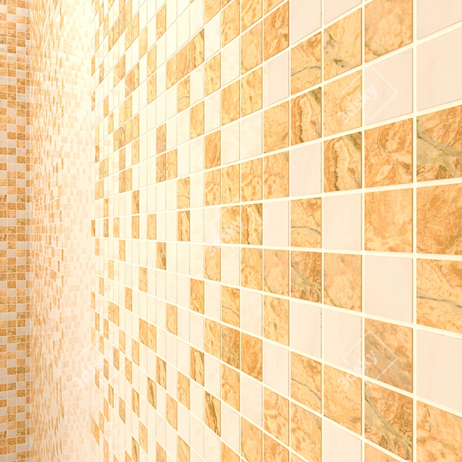 Golden Waterfall Ceramic Mosaic 3D model image 3