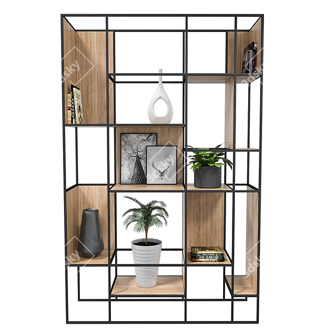 Industrial Loft Shelving Unit 3D model image 1