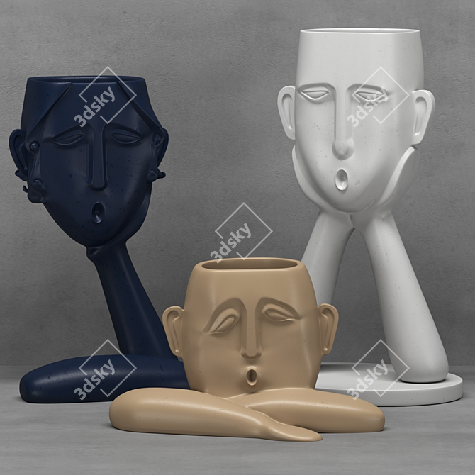 Elegant Decorative Vases Set 3D model image 2