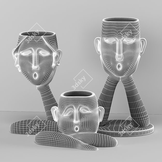 Elegant Decorative Vases Set 3D model image 5