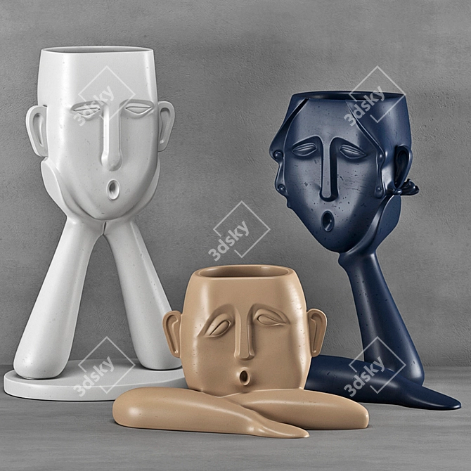 Elegant Decorative Vases Set 3D model image 6