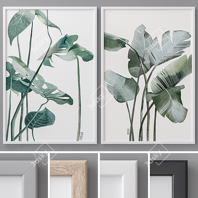 Modern Abstract Photo Frames Set 3D model image 1