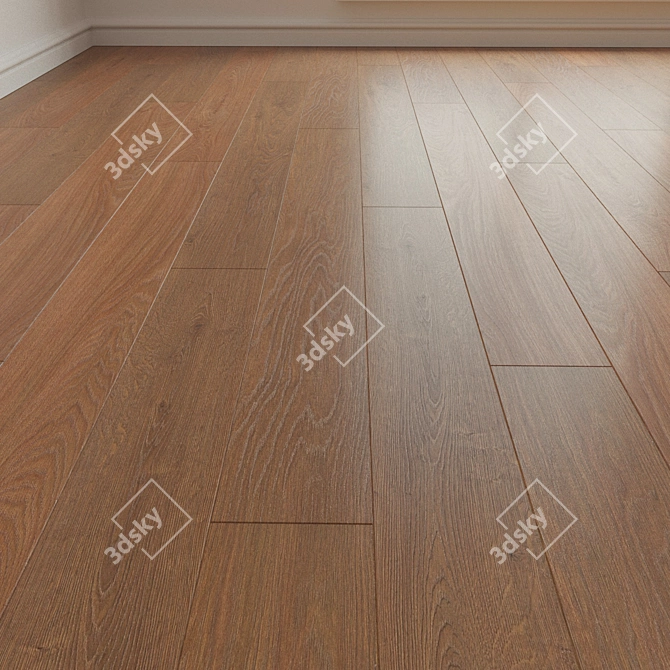 Title: Deep Honey Sherwood Oak Laminate with 3D Texture 3D model image 1