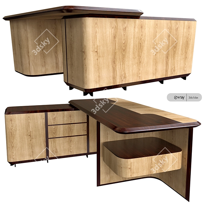 BRUCE Sectional Desk - Modern Design 3D model image 2