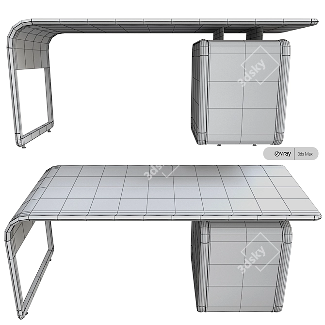 2014 Woody Desk - Stylish and Functional 3D model image 3