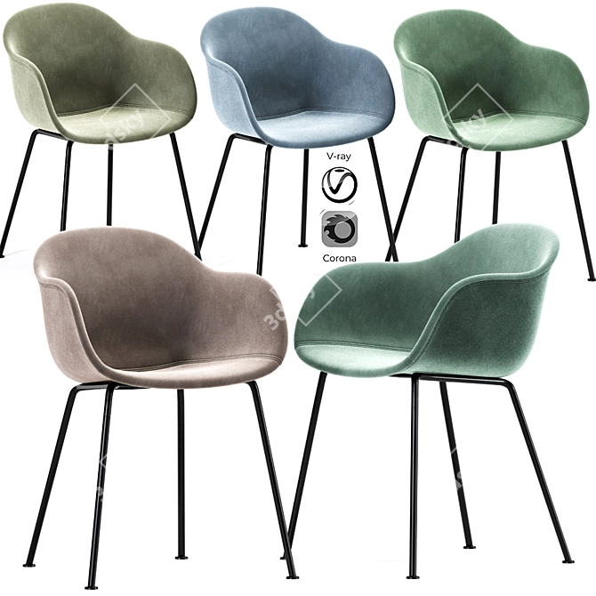 Sleek Muuto Fiber Armchair 3D model image 1