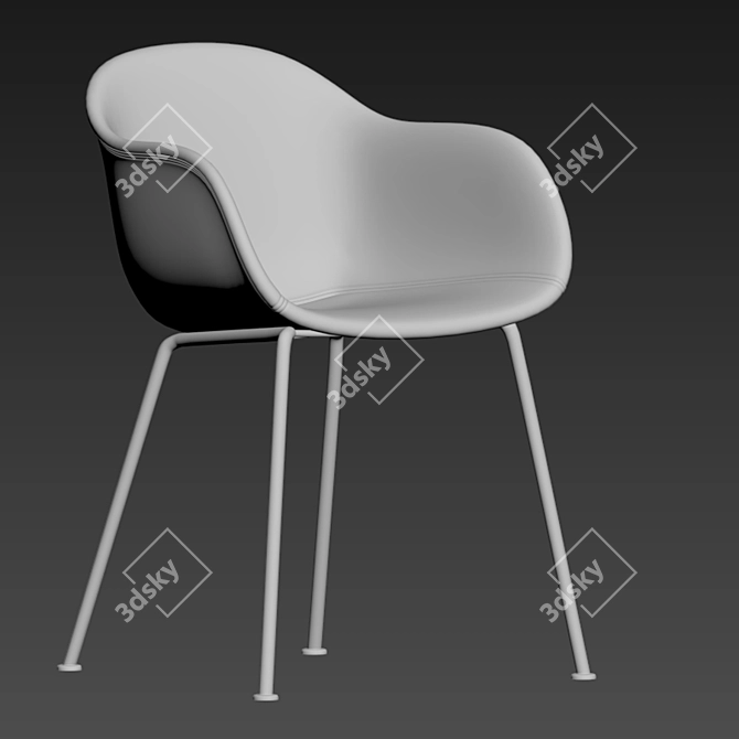 Sleek Muuto Fiber Armchair 3D model image 3