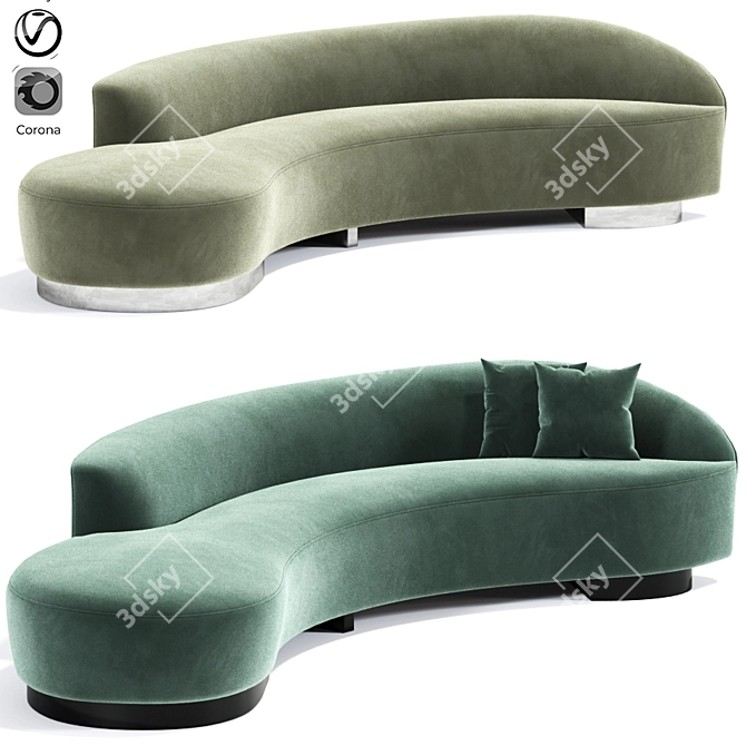 Elegant Navii Curved Sofa 3D model image 1