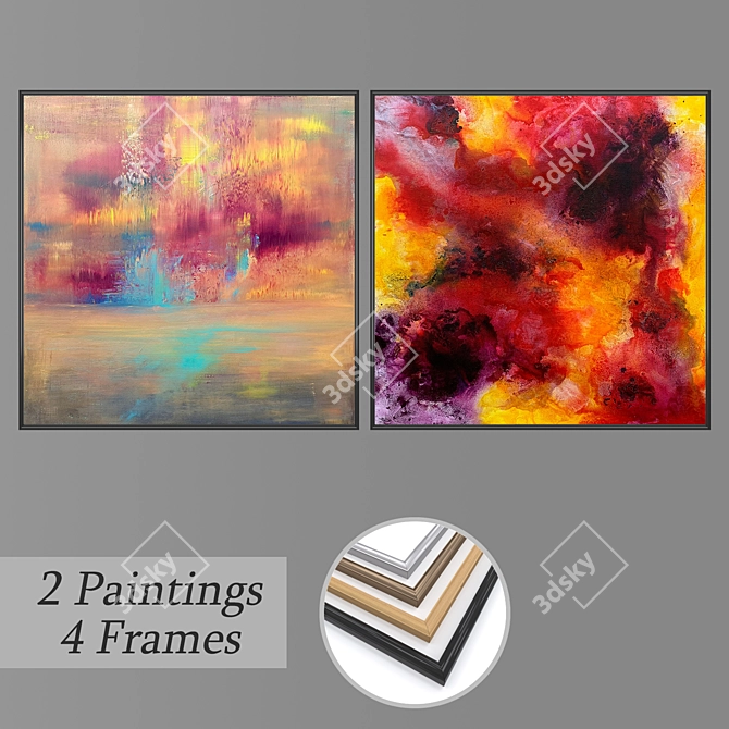 Modern Wall Art Set with Multiple Frames 3D model image 1