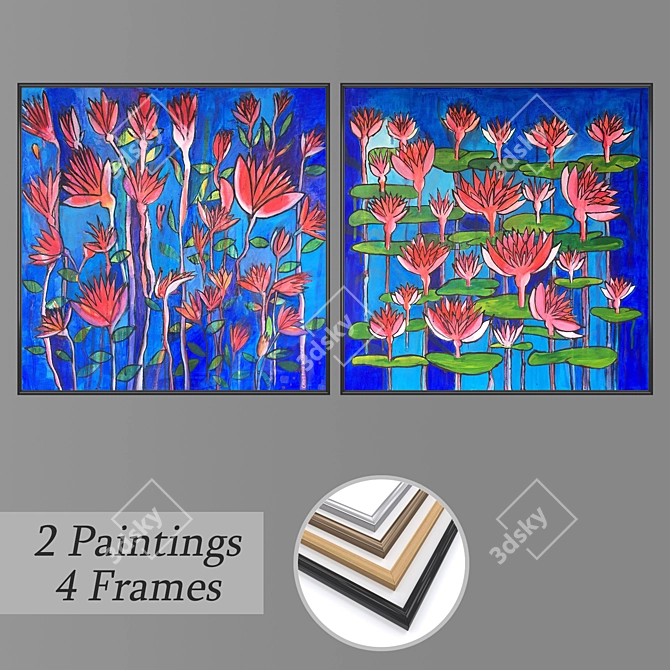 Multi-Framed Wall Paintings Set 3D model image 1