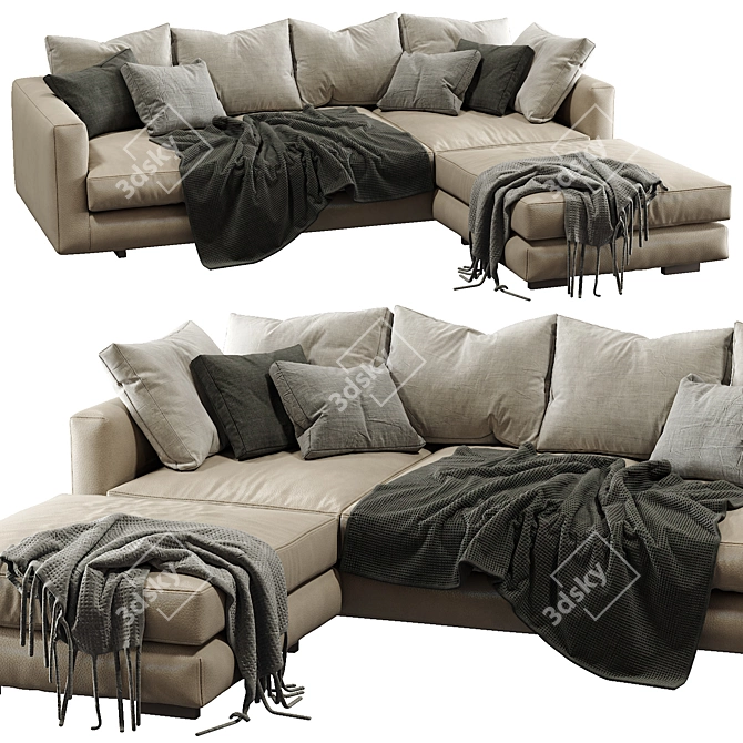 Marac Leather Sofa Malibu: Luxurious Contemporary Design 3D model image 1