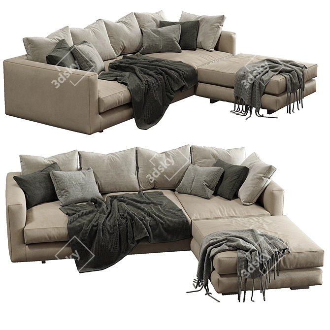 Marac Leather Sofa Malibu: Luxurious Contemporary Design 3D model image 2