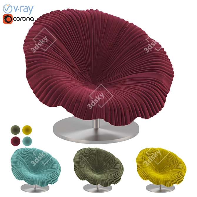 Elegant Floral Armchair 3D model image 1