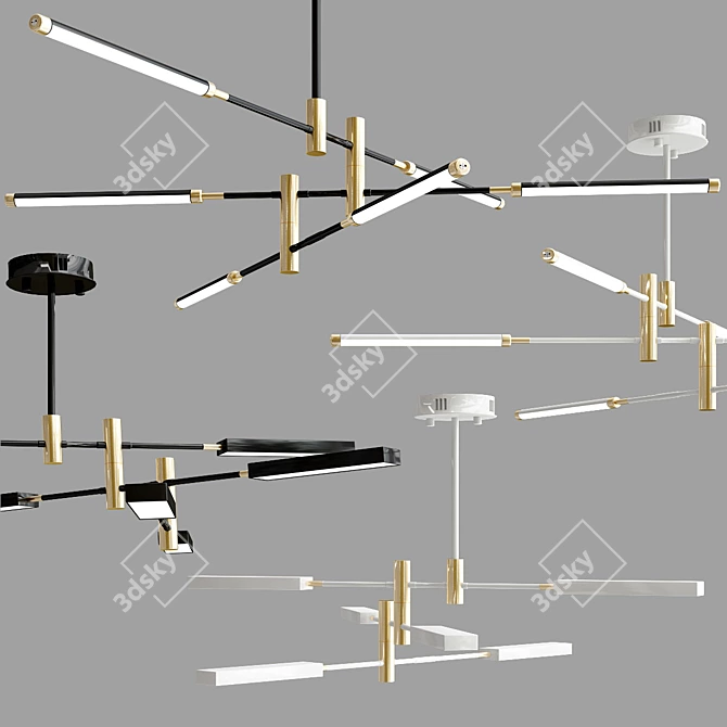 Elegant Aluminum Pendant Light 3D model image 1