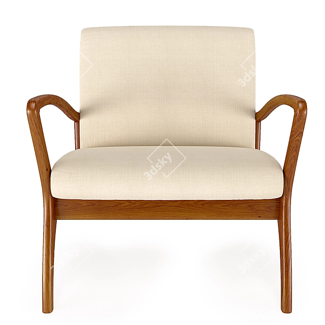 Vintage Teak Outdoor Chair 3D model image 2