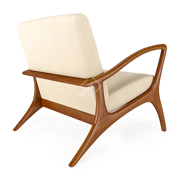 Vintage Teak Outdoor Chair 3D model image 3