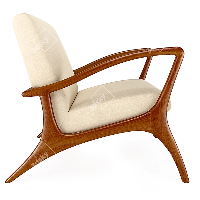 Vintage Teak Outdoor Chair 3D model image 4