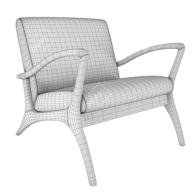 Vintage Teak Outdoor Chair 3D model image 5