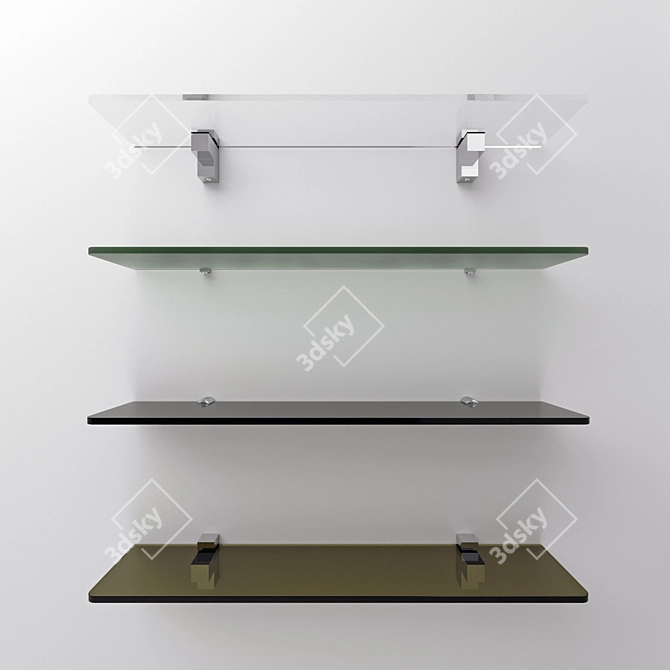 Sleek Glass Shelves with Fasteners 3D model image 1