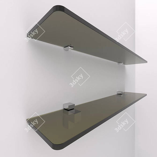 Sleek Glass Shelves with Fasteners 3D model image 2