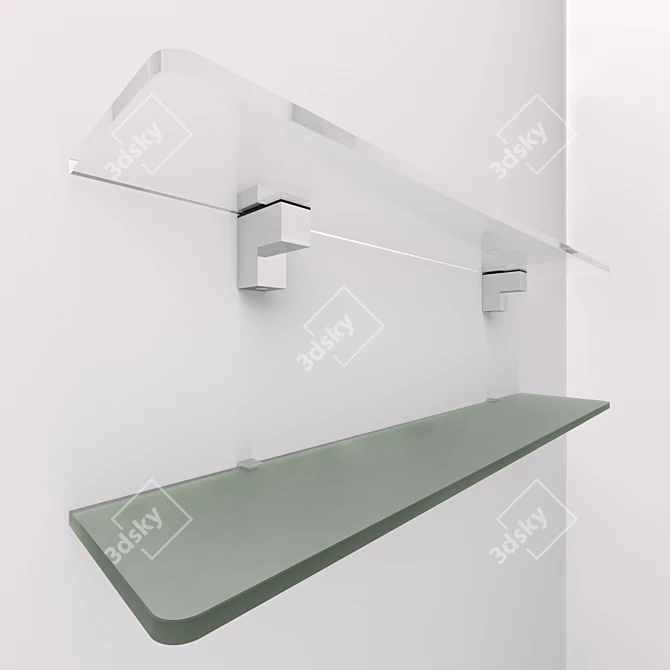 Sleek Glass Shelves with Fasteners 3D model image 3