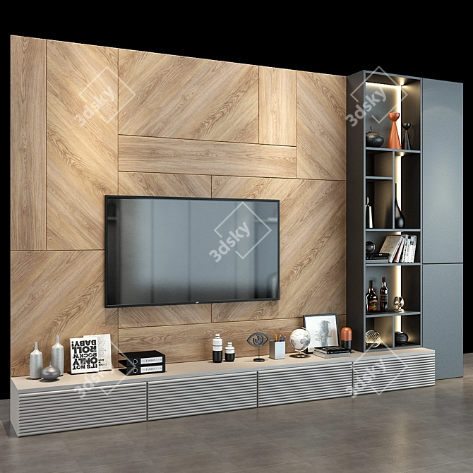 Modern 3-Piece Cabinet Set 3D model image 1