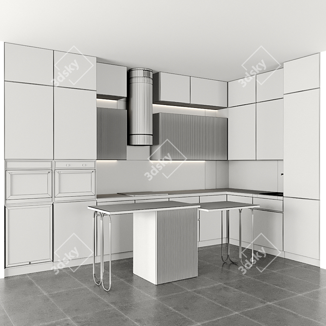 Sleek Modern Kitchen Set 3D model image 4