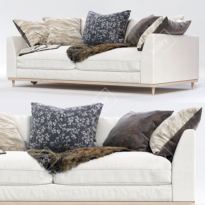 Scandi White Sofa: Modern Nordic Design 3D model image 2