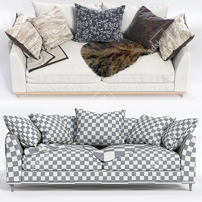Scandi White Sofa: Modern Nordic Design 3D model image 3