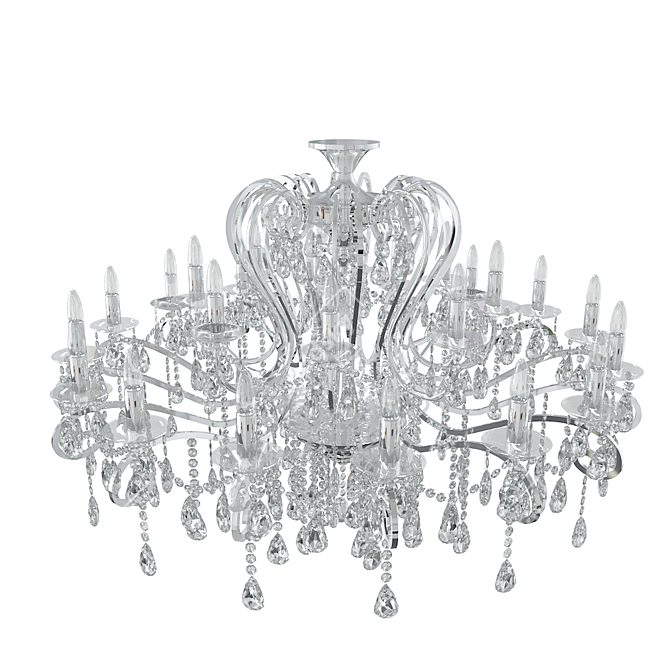 Glimmering Crystal Chrome Chandelier 3D model image 2