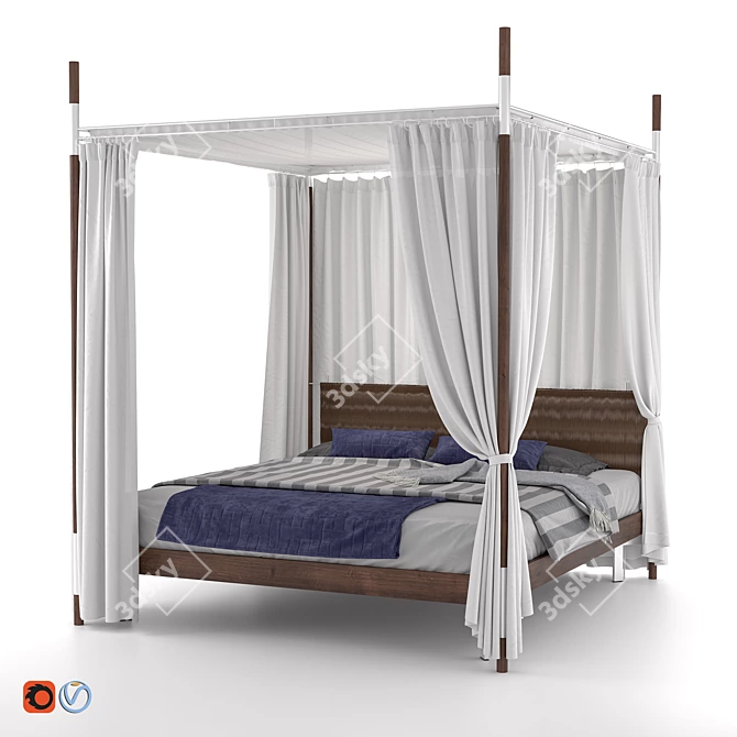 Driade Edward Bed with Canopy 3D model image 1